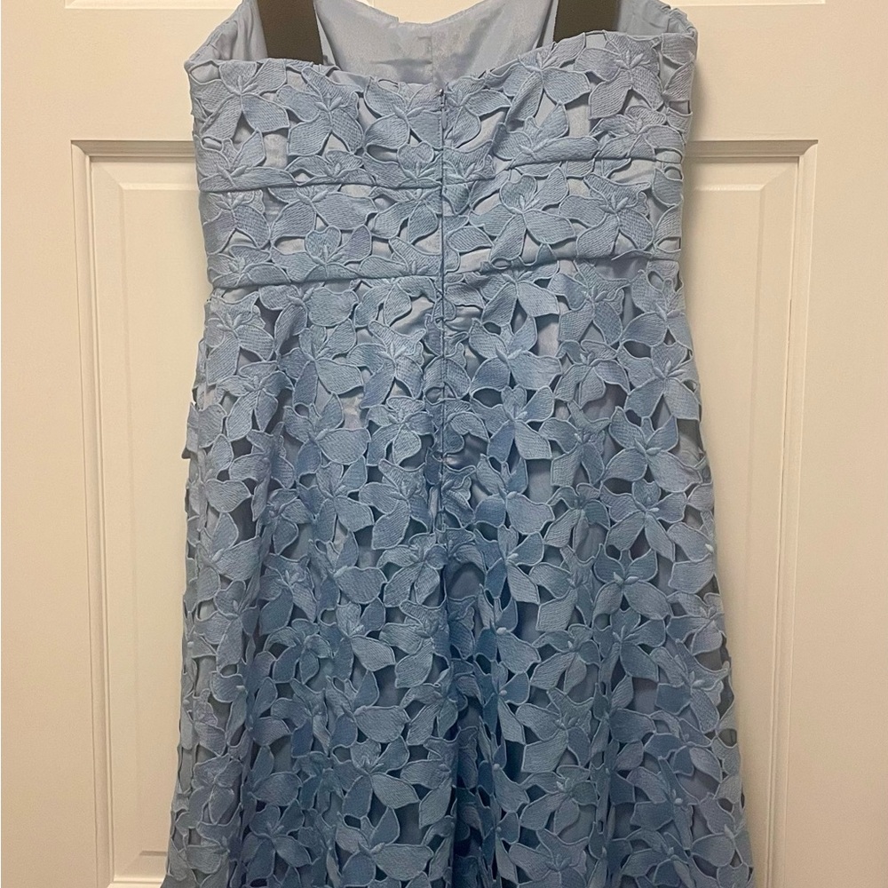 J.Crew Women’s Blue Floral Lace Midi Dress - Size 4